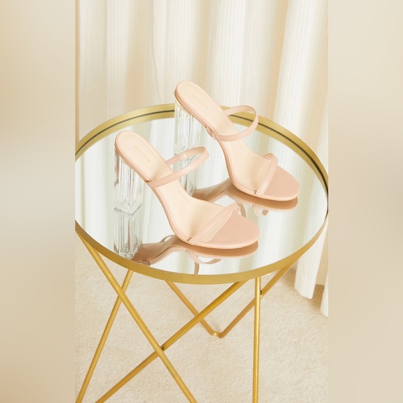 PLT PrettyLittleThing Patent Double Strap Clear Block High Heels - Picture 5 of 6